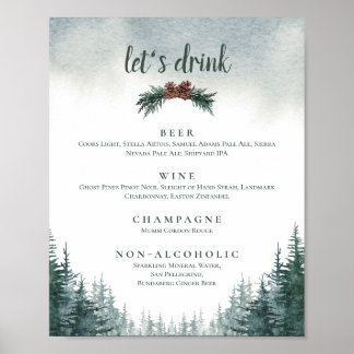 Affiche Barre de boisson Rustique Mariage Menu Signer Impr