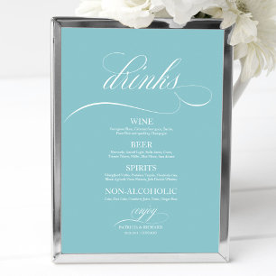 Affiche Barre de boissons mariage Menu Signer Chic Purist 