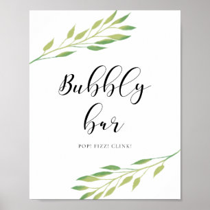 Affiche Barre de bulle feuille vert aquarelle signe mariag