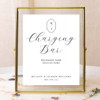 Affiche Barre de charge Script et monogramme minimal éléga