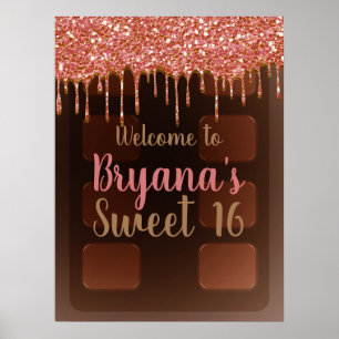 Affiche Barre de chocolat à la lueur rose Drip Bonbons Swe