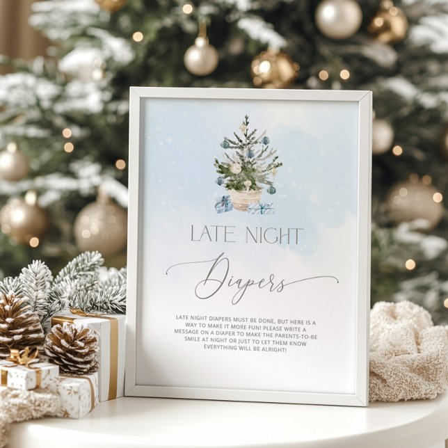 Affiche Barre de chocolat chaud à l'arbre de Noël bleu (Créateur téléchargé)