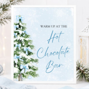 Affiche Barre de Chocolat Chaud au Sapin de Noël aux Ruban