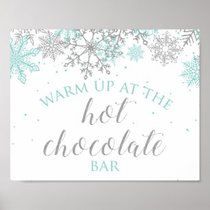 Affiche Barre de Chocolat Chaud Hiver Onederland Sarcelle 