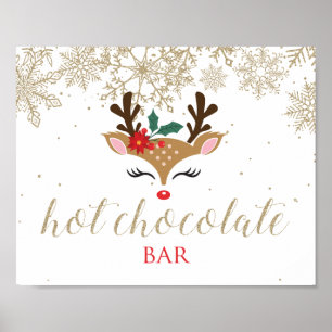 Affiche Barre de chocolat chaud Renne de Noël Or