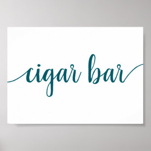 Affiche Barre de cigares simple Turquoise Aqua Any Event