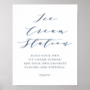 Affiche Barre de crème de Mariage bleu marine
