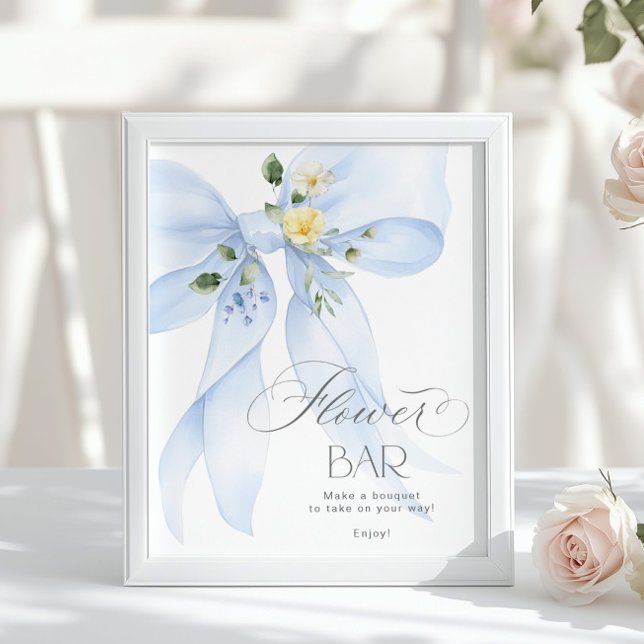 Affiche Barre de fleurs à ruban bleu floral (Créateur téléchargé)