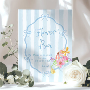 Affiche Barre de fleurs Coquette Whimsical Bow Blue