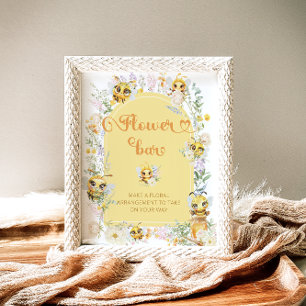 Affiche Barre de fleurs d'abeille aquarelle