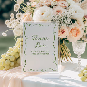 Affiche Barre de fleurs de cadre vert dessinée à la main