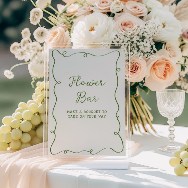 Affiche Barre de fleurs de cadre vert dessinée à la main (Créateur téléchargé)