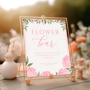 Affiche Barre de fleurs de Fête des mariées rose Hydrangea