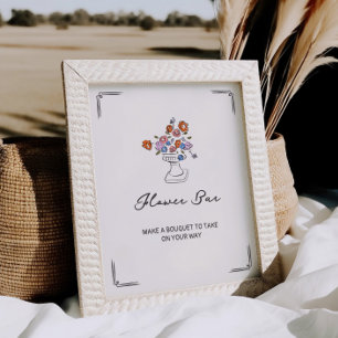 Affiche Barre de fleurs d'urne florale tirée à la main