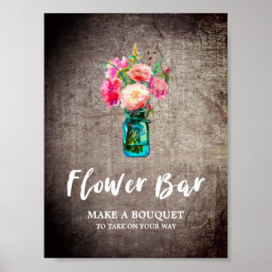 Affiche Barre de fleurs et pots de mason rustique