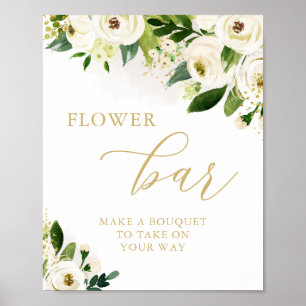 Affiche Barre de fleurs Fête des mariées Florale blanche e