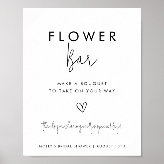 Affiche Barre de fleurs minimaliste noir et blanc avec coe (Devant)