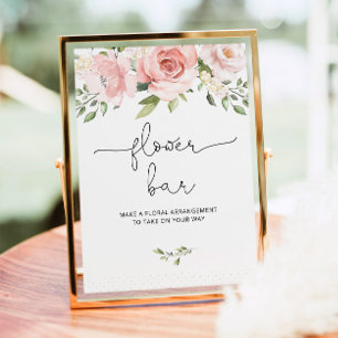 Affiche Barre de fleurs rose blush floral
