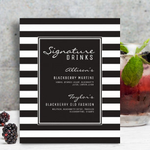 Affiche Barre de Mariage de boissons noire et blanche