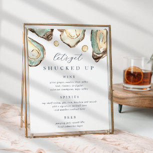 Affiche Barre de Mariage d'huîtres d'aquarelle côtière Pan