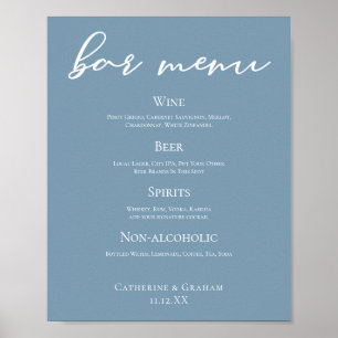 Affiche Barre de Mariage Dusty Blue Typography