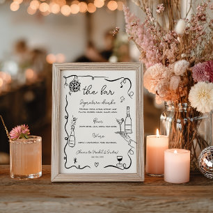 Affiche Barre de Mariage irrégulière, noir et blanc