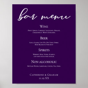 Affiche Barre de Mariage Royal Purple White Typography Men
