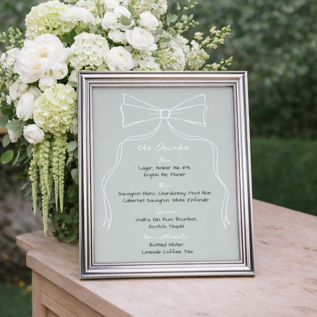 Affiche Barre de Mariage verte de soodle Bow Sage dessiné  (Créateur téléchargé)