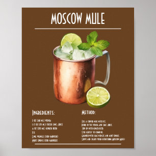 Affiche Barre de recettes classique de moscovite Mule