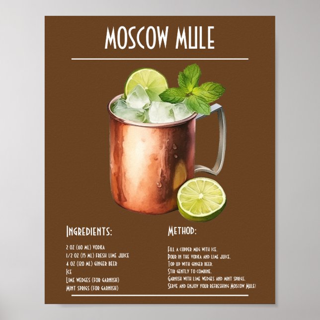 Affiche Barre de recettes classique de moscovite Mule (Devant)