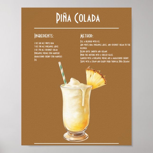 Affiche Barre de recettes Tropical Piña Colada (Devant)