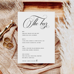 Affiche Barre de script de calligraphie Menu Chefs Mariage