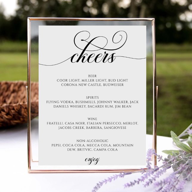 Affiche Barre de script de calligraphie Menu Chefs Mariage (Créateur téléchargé)