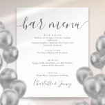 Affiche Barre de script Gris et blanc Signature Panneau de<br><div class="desc">Ce panneau élégant minimaliste de menu de bar est parfait pour toutes les célébrations. Conçu par Thisisnotme©</div>