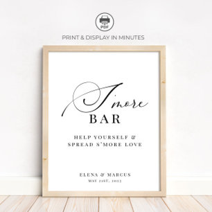 Affiche Barre de S'more Mariage Élégant Moderne