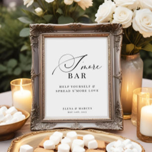 Affiche Barre de S'mores Mariage Élégant Moderne