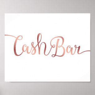 Affiche BARRE EN ESPÈCES Or Rose Chic Signer Imprimer