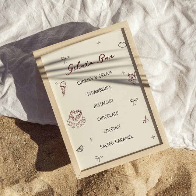 Affiche Barre Gelato Gelato Glissée À La Main (Créateur téléchargé)