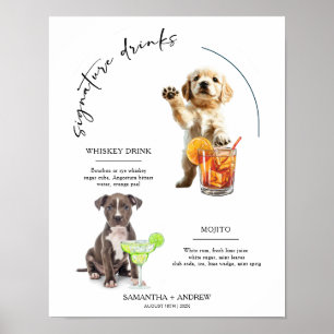 Affiche Barre Mariage de signature de chien Menu boisson