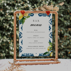 Affiche Barre Menu Lemon Positano Mariage Panneau de table