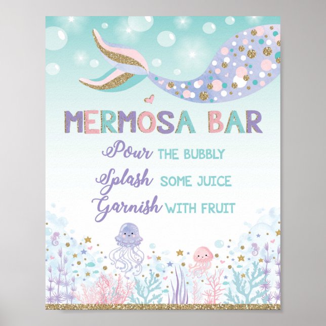 Affiche Barre Mermosa Bar Mermaid Signé Sous les Mers (Devant)