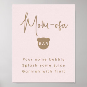 Affiche Barre minimaliste simple Baby shower d'ours maman-