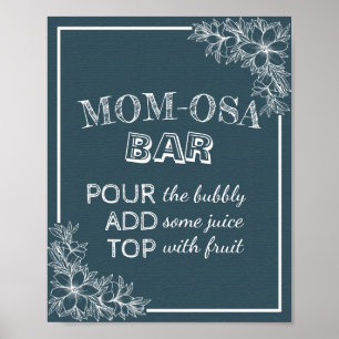 Affiche BARRE MOM-OSA baby shower Signal Bleu & Blanc Fleu