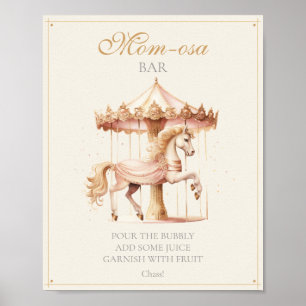 Affiche Barre Mom-osa Cheval de carrousel rose vintage