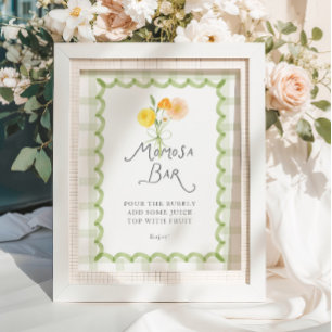 Affiche Barre Momosa Baby Shower Bouquet Floral