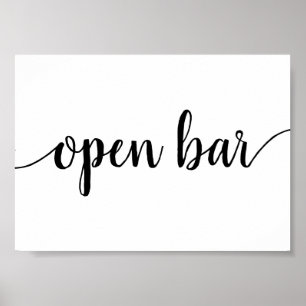 Affiche Barre ouverte simple   Script noir Tout événement 