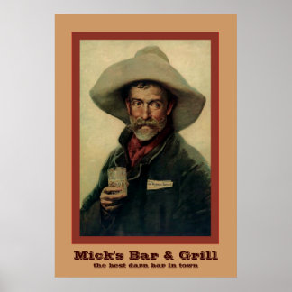 Affiche Barre personnalisée Cowboy vintage