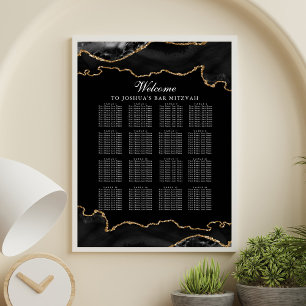 Affiche Barre personnalisée Mitzvah Black Gold Agate Diagr