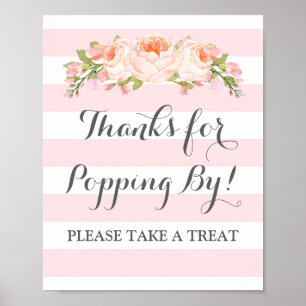 Affiche Barre Popcorn Signale Fleurs Roses Fleurs Grandes