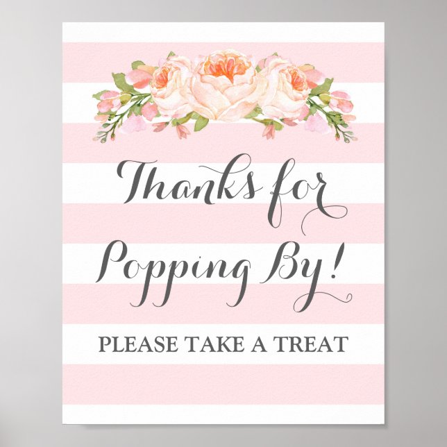 Affiche Barre Popcorn Signale Fleurs Roses Fleurs Grandes (Devant)